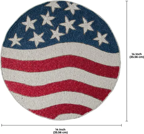 Miniatura 7 de Decozen Manteles individuales patrióticos con cuentas, juego de 4 a 14 pulgadas, 4 de julio, bandera estadounidense, libertad, estrellas, Pm2 Azul