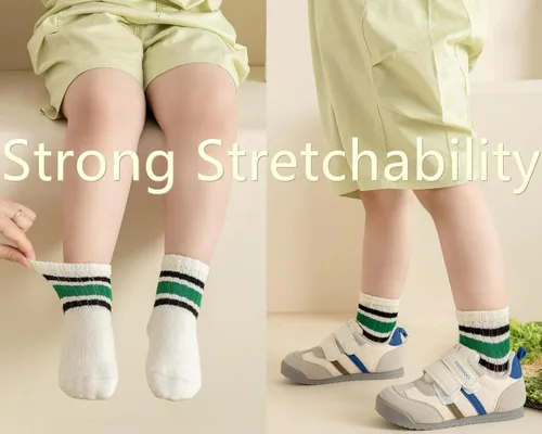 Miniatura 2 de Calcetines de agarre para niños pequeños, antideslizantes, unisex, con rayas retro sin costuras, calcetines de algodón para niñas y niños, 6 pares