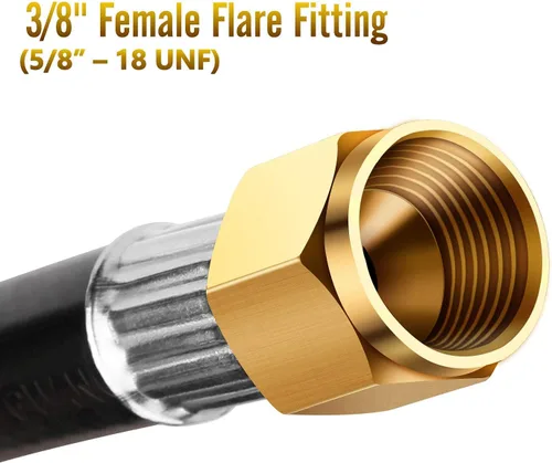 Miniatura 3 de WADEO Manguera de extensión de propano de 12 pies con conector hembra macho de 3/8 pulgadas, manguera larga de línea de gas de propano para parrilla