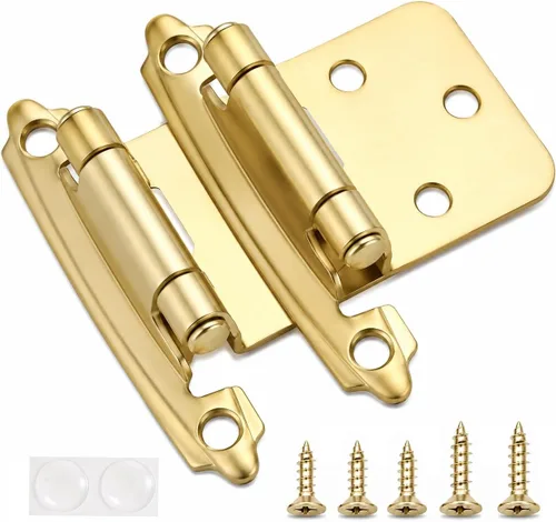 Miniatura 7 de DecoBasics Bisagras de gabinete de latón antiguo para armarios de cocina (25 pares -50 piezas) -Superposición de 1/2 pulgada (variable), bisagras