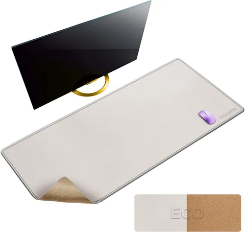 Miniatura 22 de MAIDERN Cubierta de mesa estrecha de 39.4" x 7.9", tapete reversible de cuero y corcho para mesa consola, protector de mesa largo y delgado