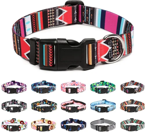 Miniatura 26 de Mercano Collar ajustable para perros - Diseños especiales con patrones, collar suave de nylon cómodo y resistente para perros pequeños, medianos