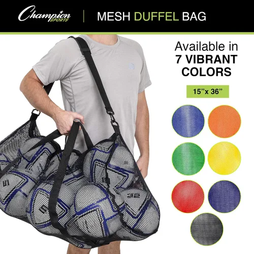 Miniatura 2 de Champion Sports Bolsa de lona de malla con cremallera y correa de hombro ajustable, 15 x 36 pulgadas, multiusos, bolsa de gimnasio de gran