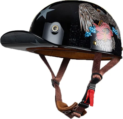 Miniatura 12 de Casco de motocicleta de estilo alemán abierto para hombres y mujeres, casco retro de béisbol, certificado por DOT, con protección solar, casco