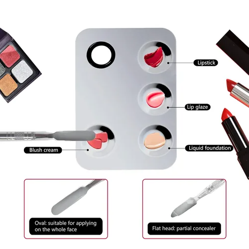 Miniatura 6 de Mejora la paleta de maquillaje de mezcla, paleta de acero inoxidable con herramienta de espátula para mezclar cosméticos y pigmentos, Nail art