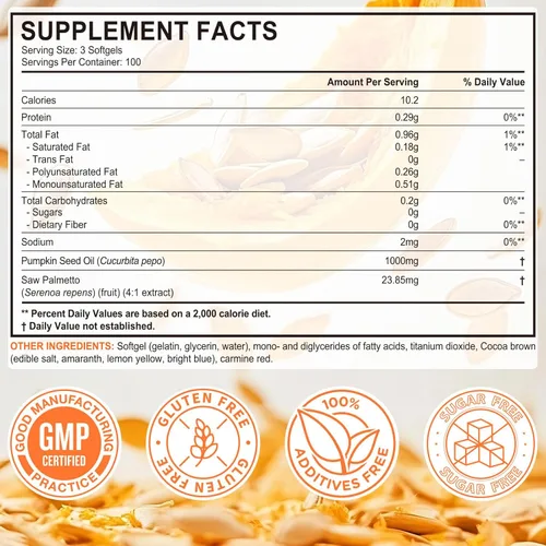Miniatura 3 de ITSDAWN Cápsulas de aceite de semilla de calabaza, extracto de semilla de calabaza 2 en 1, 300 cápsulas blandas, apoya el crecimiento del cabello