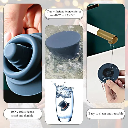 Miniatura 4 de Tapones de vino, divertidos y reutilizables de silicona para botellas, juego de accesorios decorativos para sellador de vino para Navidad, paquete