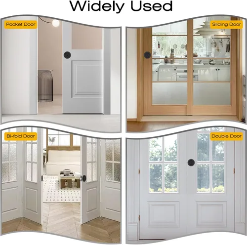 Miniatura 4 de EHOMEWARE 1 paquete de herrajes para puerta de bolsillo negro mate, manijas de puerta de bolsillo empotradas, cerradura de puerta de bolsillo
