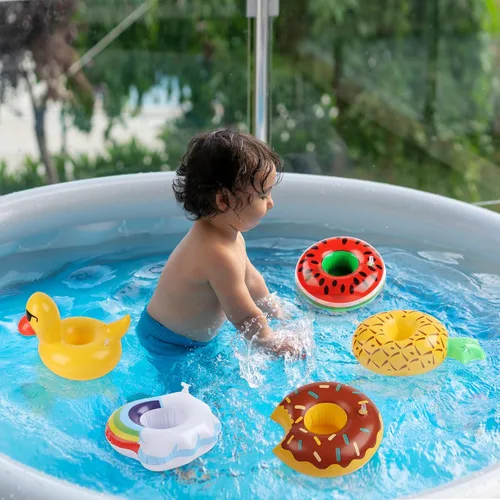 Miniatura 6 de Kleeblatt Flotadores de bebidas para piscina, soportes inflables para bebidas, portavasos flotantes, flotadores de bebidas para fiesta en la piscina