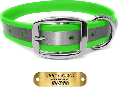 Miniatura 14 de Regal Dog Products Collar Reflectante para Perro con Placa de Nombre Grabada Personalizada Collares para Perro Personalizados de Biothane Rosa