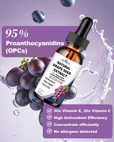 Miniatura 4 de Extracto de semilla de uva natural, suplemento líquido de extracto de semilla de uva de 300 mg – Tintura de semilla de Vitis Vinifera de máxima