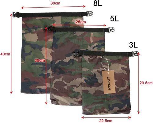 Miniatura 6 de LIXADA Bolsas secas impermeables, paquete de 3/5/6 unidades Ultimate Dry Sack – 3L+5L+8L ligeras, sacos secos al aire libre para kayak, camping