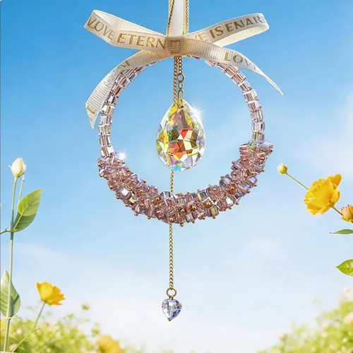 Miniatura 10 de kanpura Atrapasoles con forma de corazón de cristal Ab de 1.772 in para ventana, atrapasoles de cristal con forma de corazón, adorno colgante de Ab