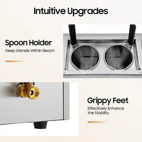 Miniatura 8 de Máquina eléctrica de cocción de pasta de 2500 W, cocina de pasta comercial con 2 filtros de fideos, caldera de pasta de fideos 110 V