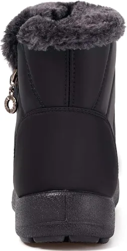 Miniatura 3 de Eagsouni Botas de nieve para mujer, botines de invierno para mujer, con forro de piel cálida, botines gruesos con cremallera, zapatos planos