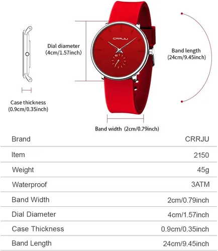 Miniatura 4 de CRRJU Mens Women Watch Casual Stylish Waterproof Quartz Unisex Wristwatches, Ultra Thin Watches for Men Women, Colorful Silicone Band