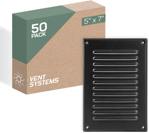 Miniatura 61 de Vent Systems - Cubierta de rejilla de ventilación de aire de alero rectangular de metal negro de 3 x 10 pulgadas (interior), deflector
