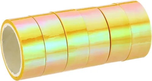 Miniatura 6 de PATIKIL Cinta metalizada de 0.59 pulgadas x 5.5 yardas, 6 rollos de papel de aluminio holográfico autoadhesivo para espejo, adhesivo metálico