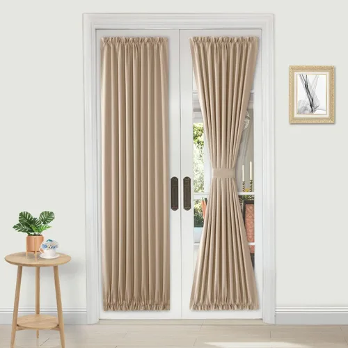 Miniatura 74 de DWCN Cortinas para puerta francesa: cortina térmica con bolsillo para barra para puertas con ventana de vidrio, puertas de cocina y patio