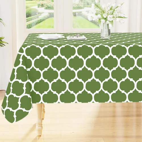 Miniatura 39 de Smiry Mantel redondo de plástico para mesa, mantel de vinilo impermeable con parte trasera de franela para mesas redondas, lavable y a prueba