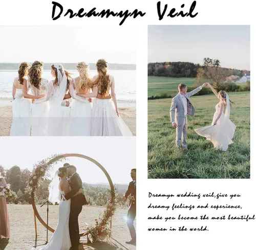 Miniatura 5 de Dreamyn Novia de encaje velo de novia 1 nivel 118 pulgadas blanco largo catedral longitud Veli novia tul accesorios para el pelo con peine mental