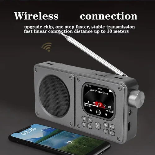 Miniatura 2 de Sanpyl Radio de video AM FM con altavoz Bluetooth 5.4, soporte de radio recargable reproductor MP3 MP4, con conector para auriculares de 0.138 in