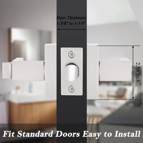 Miniatura 5 de Probrico Paquete de 20 manijas de puerta de níquel cepillado para puertas interiores de baño, herrajes para puerta de baño, pomo de puerta de níquel