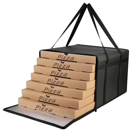 Miniatura 14 de Bodaon Bolsa aislante para entrega de pizza, 20 x 20 x 6 pulgadas, bolsas calentadoras de pizza para llevar calientes, bolsa térmica para catering