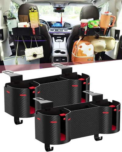 Miniatura 12 de Soporte para portavasos de asiento trasero de automóvil de 3.7 pulgadas con organizador, organizador de respaldo de asiento 4 en 1 de alta capacidad