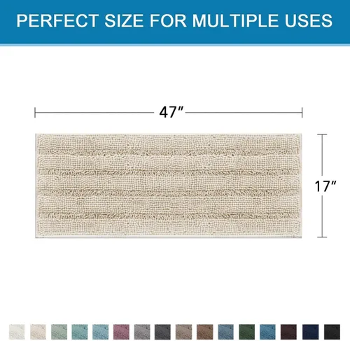 Miniatura 330 de H.VERSAILTEX Alfombras de baño para cuarto de baño, antideslizantes, tapetes de baño extragruesos, de felpilla, a rayas, alfombra de 20" x 32