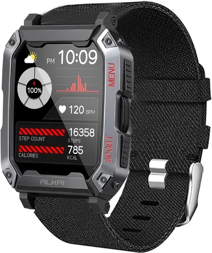 Miniatura 6 de Lamshaw Compatible con ALKAI N27 Smart Watch, correa de repuesto de tela tejida de nailon transpirable compatible con ALKAI N27 2.02 pulgadas Smart