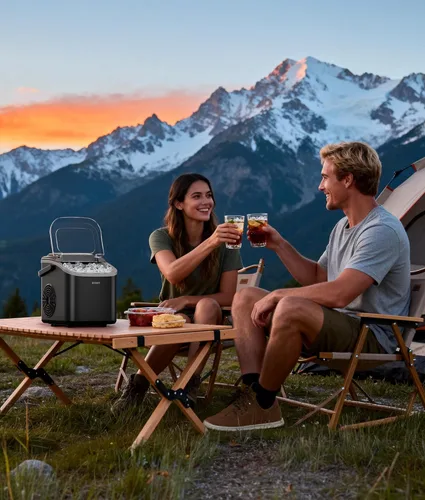 Miniatura 8 de ecozy Máquina de hielo portátil, 8 cubos en 6 minutos, 26 libras/día, máquina para hacer hielo con 2 tamaños de hielo, máquina de hielo