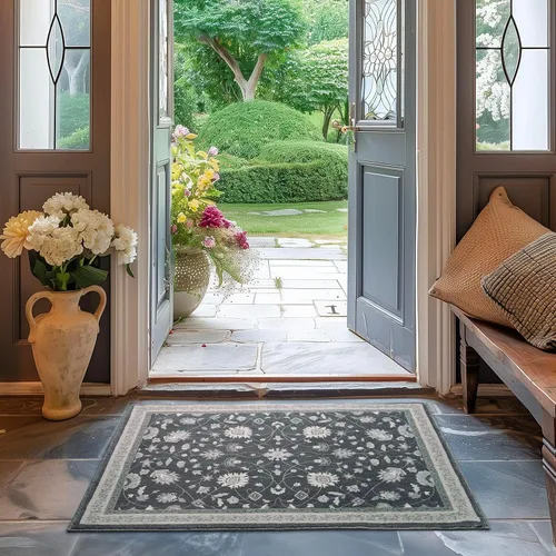 Miniatura 81 de EVERGRACE Alfombras de área para entrada, 2 x 3, de lana sintética, estilo bohemio, floral, para interiores y exteriores, alfombras pequeñas