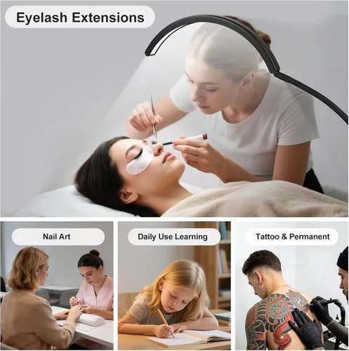 Miniatura 6 de Luz de media luna para escritorio de uñas, lámpara de manicura LED profesional sin sombras con abrazadera, 3 modos de color y 10 niveles de brillo