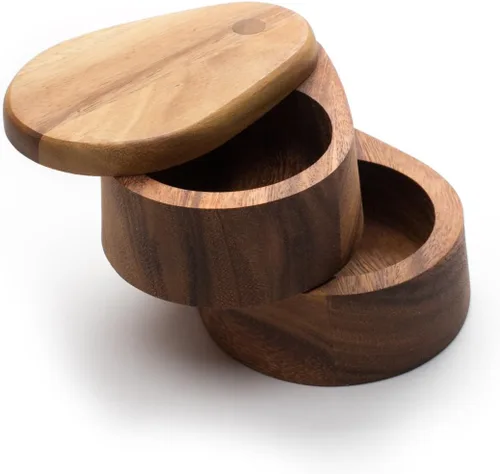 Miniatura 6 de Ironwood Gourmet Caja de bodega giratoria de doble capa, madera de acacia