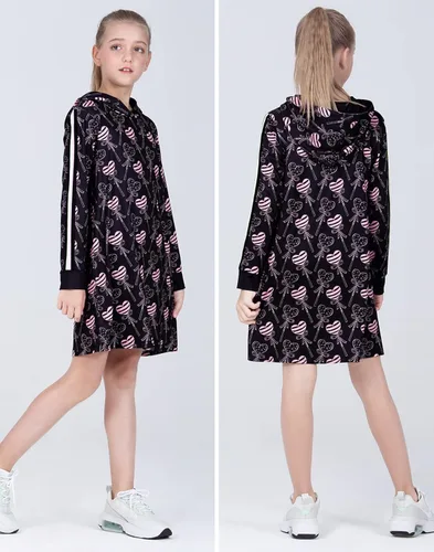 Miniatura 4 de Quedoris Vestido casual de manga larga con estampado de unicornio para niñas de 4 a 10 años