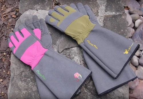 Miniatura 6 de G & F Products Florist Pro - Guantes de jardinería de rosa, palma de cuero sintético, protección contra espinas, manga larga