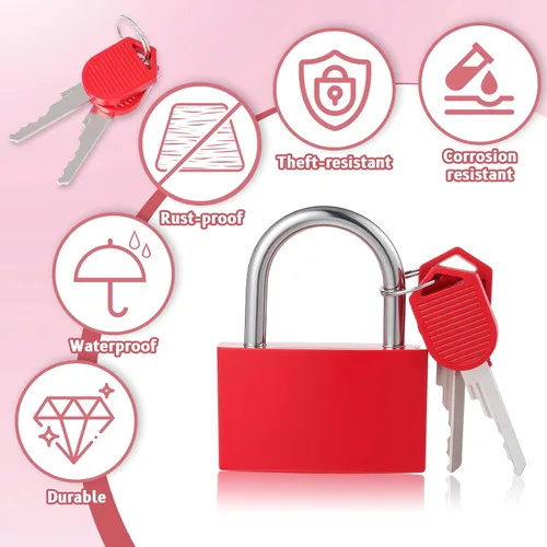 Miniatura 3 de Cerradura para casillero con llave, candado pequeño con llave, casillero de gimnasio de 1.654 in, cerraduras resistentes, candados impermeables