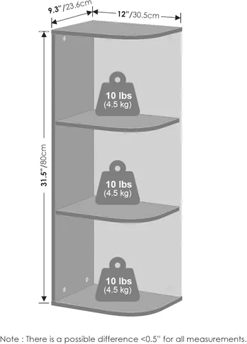 Miniatura 2 de Furinno Reed - Estantería esquinera de 3 niveles, estante para libros, estantes de esquina, estante de almacenamiento, para organización y Blanco