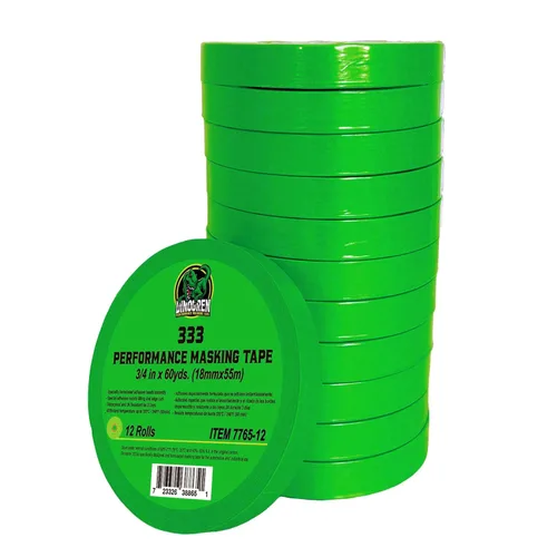LAUCO DINOGREN - Cinta adhesiva de alto rendimiento para pintura de automóvil, resistente al calor y al agua, verde multiusos (0.75 pulgadas (12