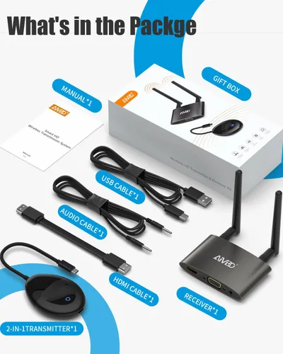 Miniatura 9 de Transmisor y receptor HDMI USB C inalámbrico 4K, puertos de transmisión duales, pantallas dobles HDMI y VGA, extensor de video/audio suave