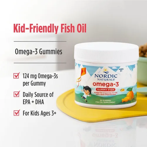 Miniatura 3 de Nordic Naturals Nordic Omega-3 Gummy Fish, Tangerine – 30 Gummy Fish – 124 mg de Omega-3 total con EPA y DHA – Sin OMG – 30 porciones
