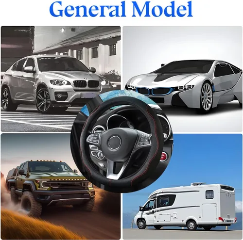Miniatura 3 de zipelo Funda para volante de automóvil de 14.5"-15", protector de rueda interior de automóvil con cuero forrado antideslizante duradero, suave