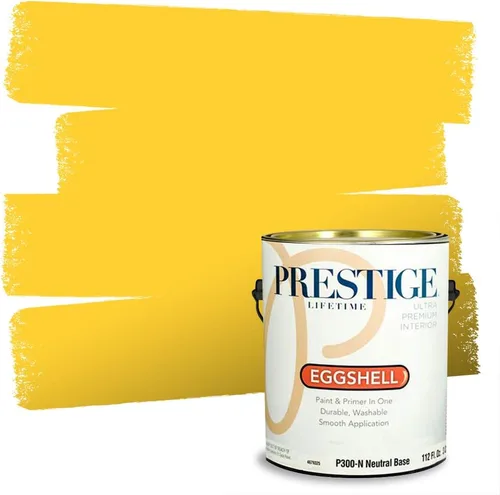 Miniatura 192 de PRESTIGE Pinturas Pintura Exterior e Imprimación En Uno, 1 Galón, Satinado, Pareja Comparable de Benjamin Moore* Amarillo* 320BM-PCM