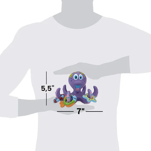 Miniatura 8 de Nuby Pulpo morado flotante con 3 anillos de hoopla interactivo juguete de baño