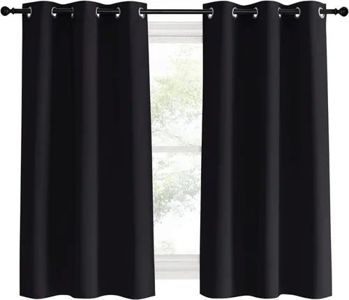 Miniatura 2 de NICETOWN - Cortinas opacas con aislamiento térmico y ojales, color negro sólido, 2 paneles de 42 pulgadas de ancho x 60 pulgadas de largo