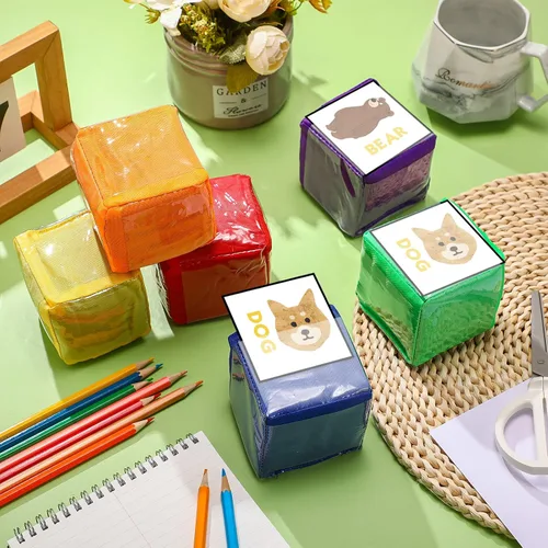 Miniatura 4 de 6 dados educativos de 3.15 pulgadas, cubos de bolsillo para enseñanza, dados grandes de espuma transparente para el aula de niños, cubo suave de 6