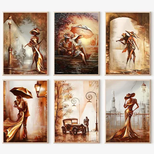 Miniatura 20 de JATOK Paquete de 6 kits de pintura por números para adultos, kits de pintura para principiantes en lienzo de colores con símbolos claros, pintura