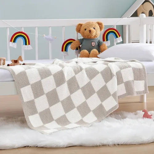Miniatura 64 de WRENGONGE - Manta a rayas de color caqui, suave, acogedora, mullida, cálida, para sillón, sofá, cama o viajes, ligera, 50 x 70 pulgadas, regalo