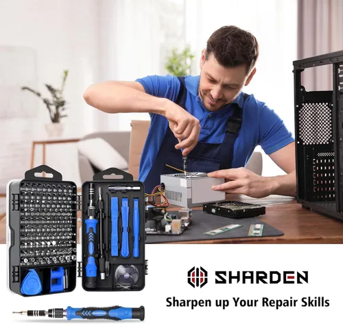 Miniatura 7 de Sharden Juego de destornilladores de precisión, 122 en 1; kit de herramientas de reparación magnética para electrónica con estuche para reparación